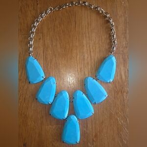 Chic Turquoise Necklace with Silver Chain